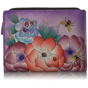 2998 Hand-Painted Leather Two Fold Clutch Wallet - Paradise Found